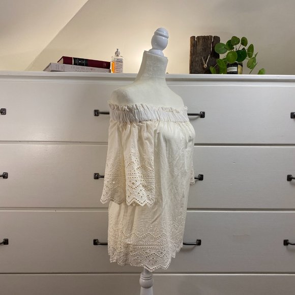 H&M Blouse + Off the Shoulder + Cream + Size 2 - Picture 3 of 6